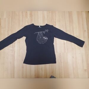 Marushka Black Long Sleeve Shirt with Sloth Design